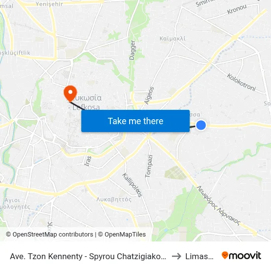 John Kennedy Avenue - Spyrou Chatzigiakoumi to Limassol map