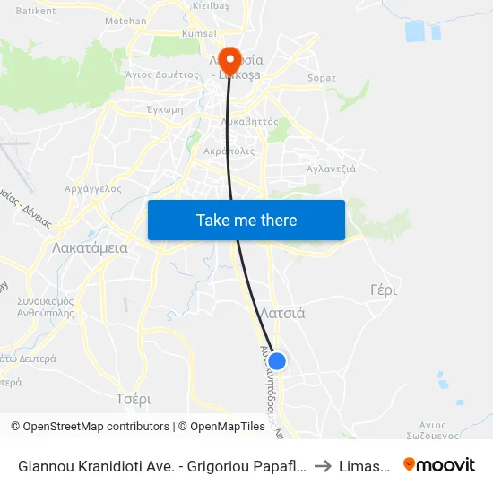 Giannos Kranidiotis Ave - Grigorios Papaflessas to Limassol map