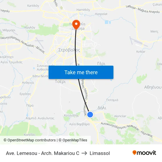 Ave. Lemesou - Arch. Makariou C to Limassol map