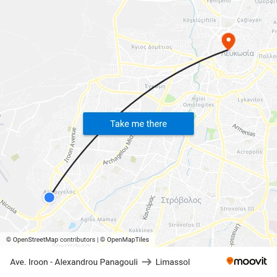 Heroes Ave. - Alexandrou Panagouli to Limassol map