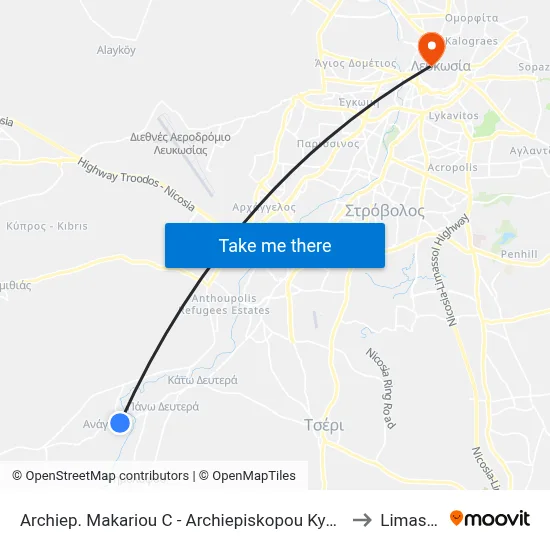 Archiep. Makariou C - Arch. Kyprianou to Limassol map
