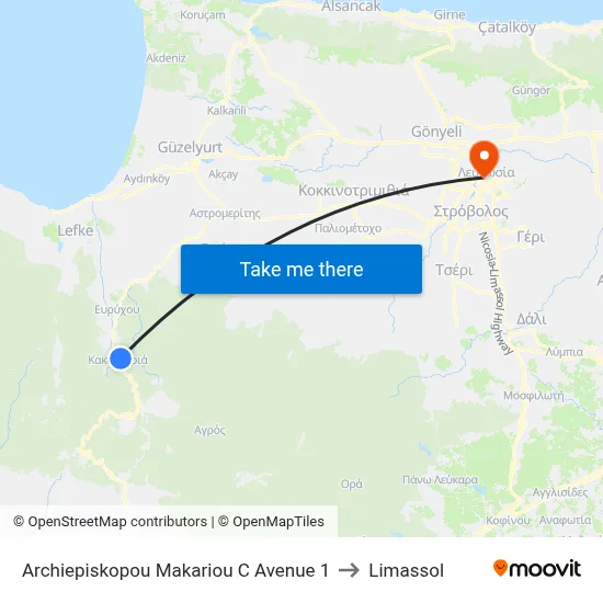 Archbishop Makarios III Avenue 1 to Limassol map