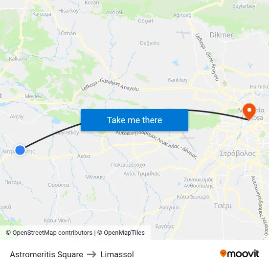 Astromeritis Square to Limassol map