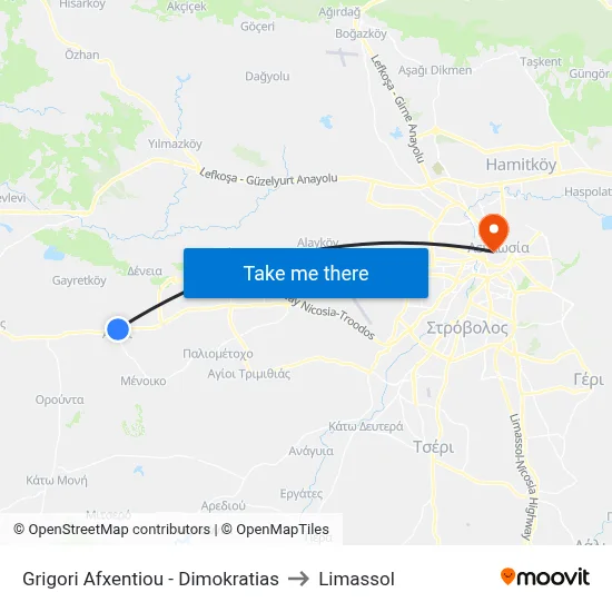 Grigori Afxentiou - Democracy to Limassol map