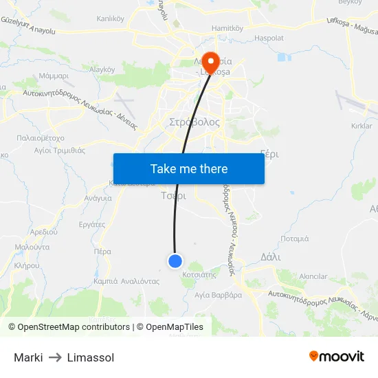 Marki to Limassol map