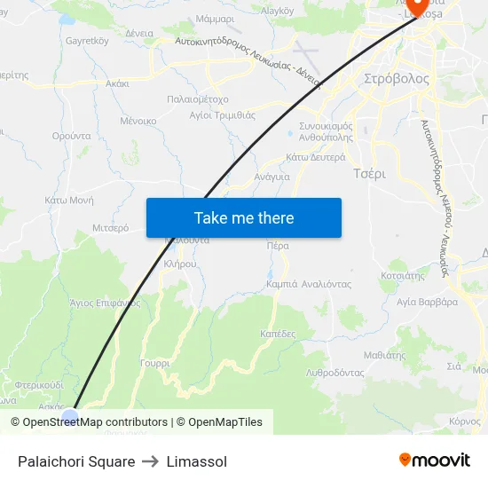Palaichori Square to Limassol map