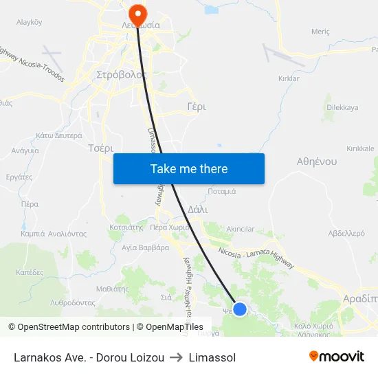 Larnaca Avenue - Dorou Loizou to Limassol map