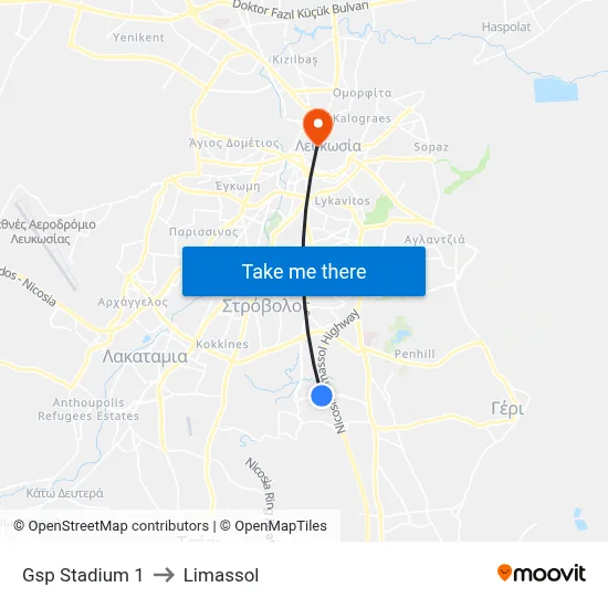 Anexartisias Avenue - Gsp to Limassol map