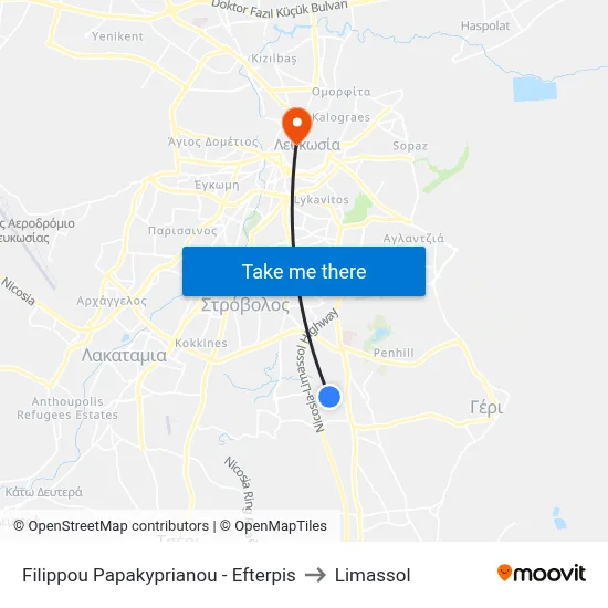 Filippou Papakyprianou - Efterpis to Limassol map