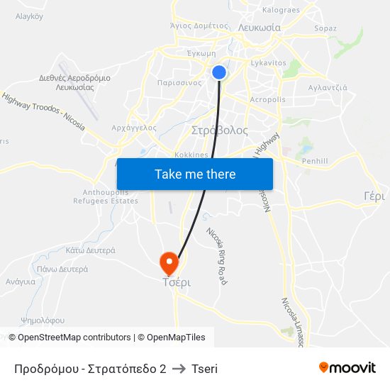 Προδρόμου to Tseri map