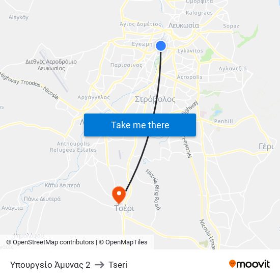 Προδρόμου to Tseri map