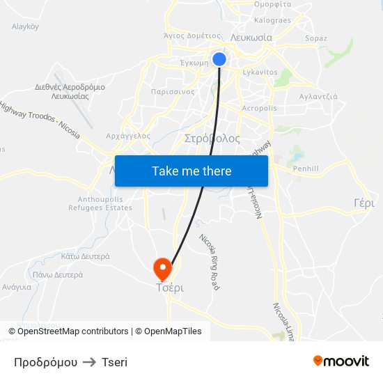 Προδρόμου to Tseri map