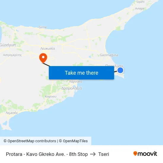 Protara - Kavo Gkreko Avenue - 8th Stop to Tseri map