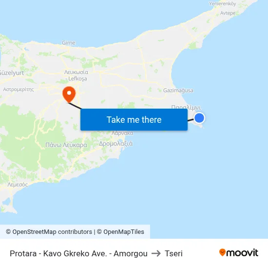 Protaras - Cape Greco Ave. - Amorgos to Tseri map
