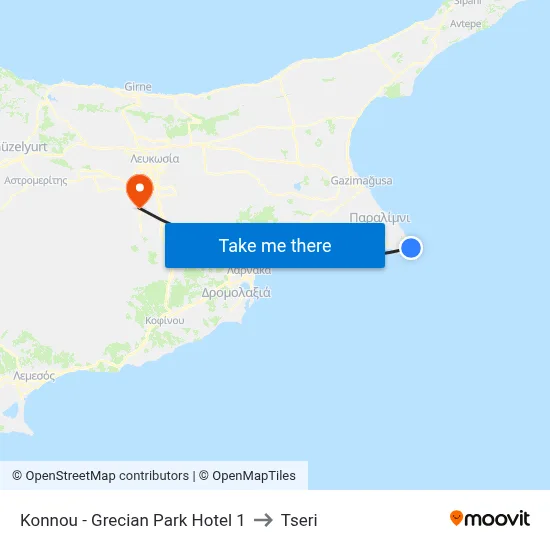 Konnou - Grecian Park Hotel to Tseri map