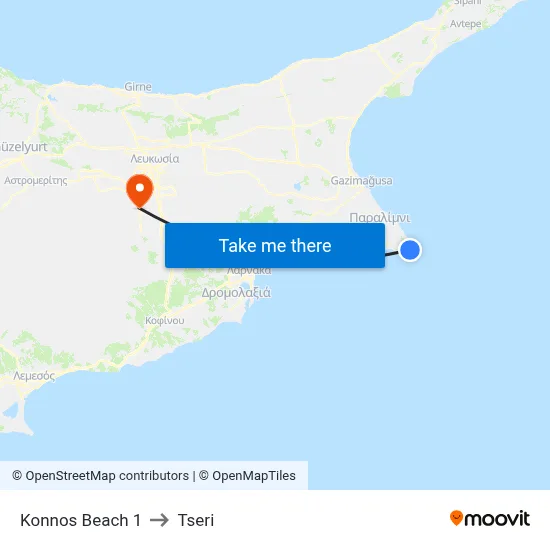 Konnos Beach to Tseri map