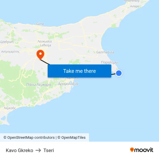 Kavo Gkreko to Tseri map