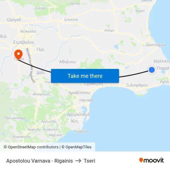 Ap. Varnava - Rigainis to Tseri map