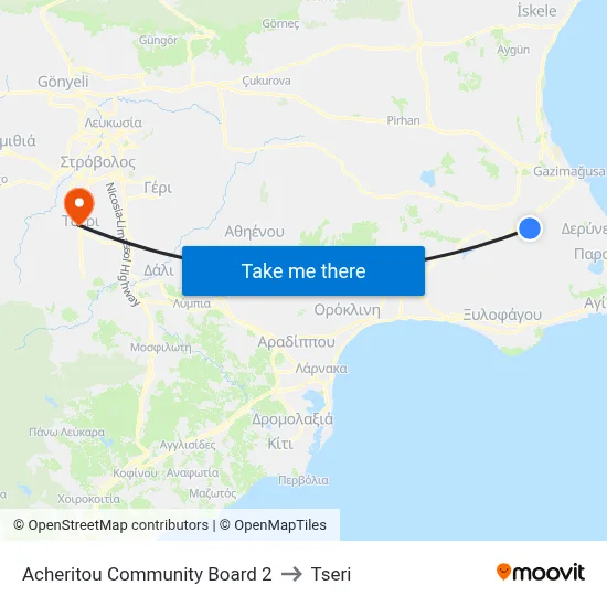 Acheritou Comm. Board to Tseri map