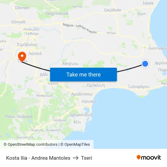 Kosta Ilia - Andrea Mantoles to Tseri map