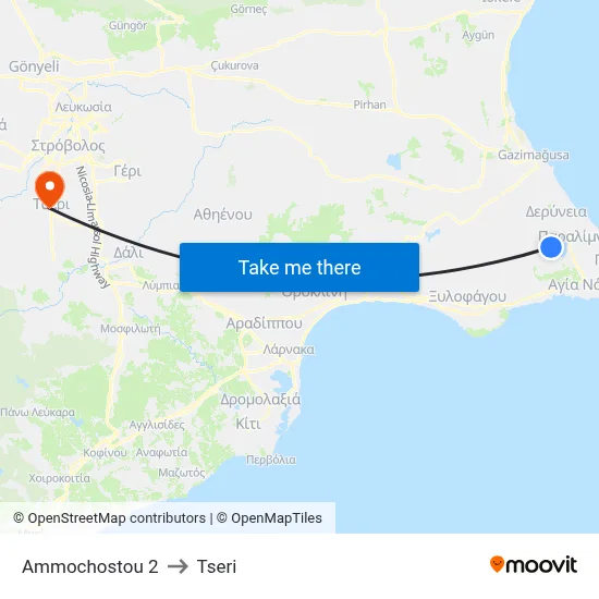 Ammochostou to Tseri map