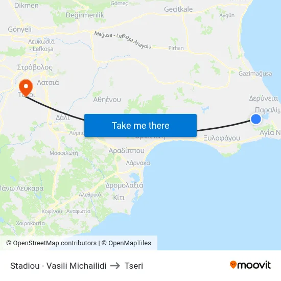 Stadiou - Vasili Michailidi to Tseri map