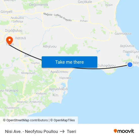 Nisi Avenue - Neofytou Poullou to Tseri map
