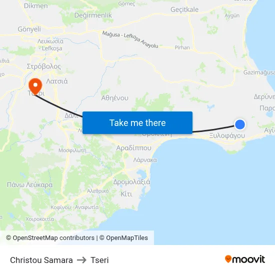 Christos Samaras to Tseri map