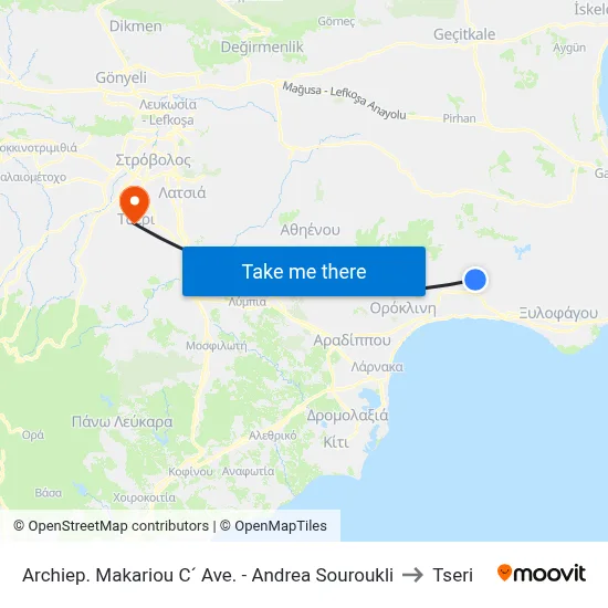 Archbishop Makarios III Avenue - Andrea Souroukli to Tseri map