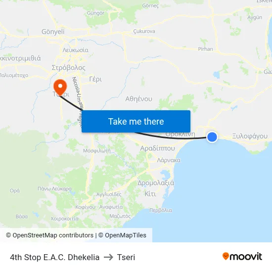 4th Stop E.A.C. Dhekelia to Tseri map