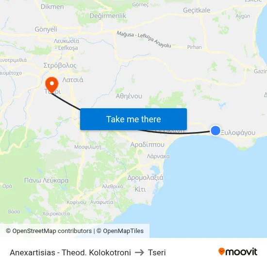Independence - Theodoros Kolokotronis to Tseri map