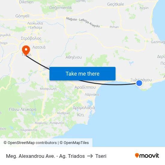 Meg. Alexandrou Ave. - Ag. Triados to Tseri map