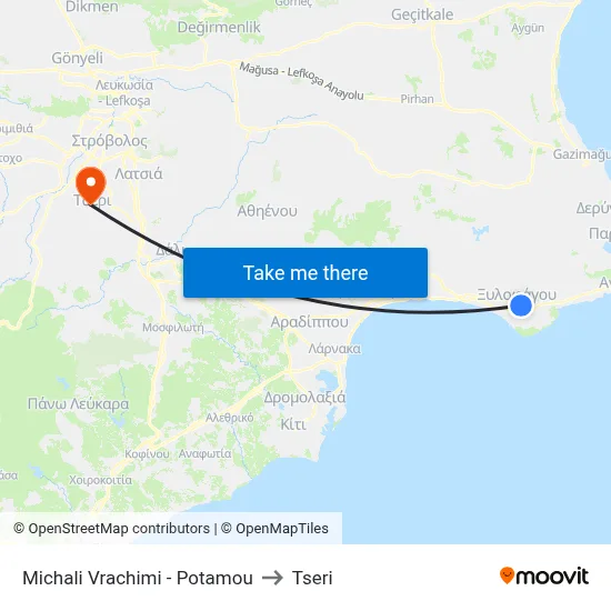 Michali Vrachimi - Potamou to Tseri map