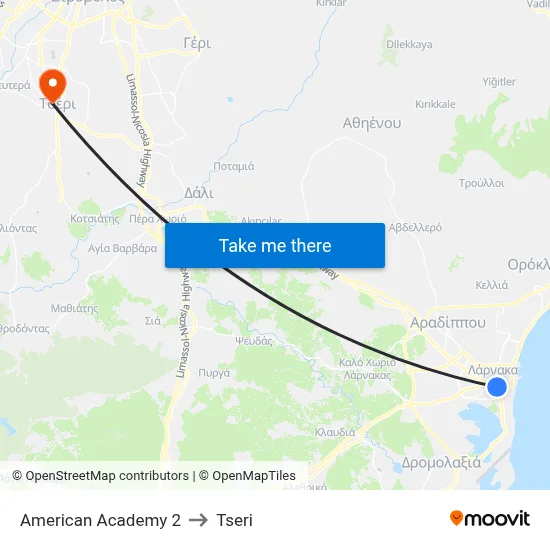 American Academy to Tseri map