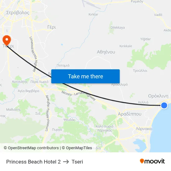 Princess Beach Hotel 2 to Tseri map