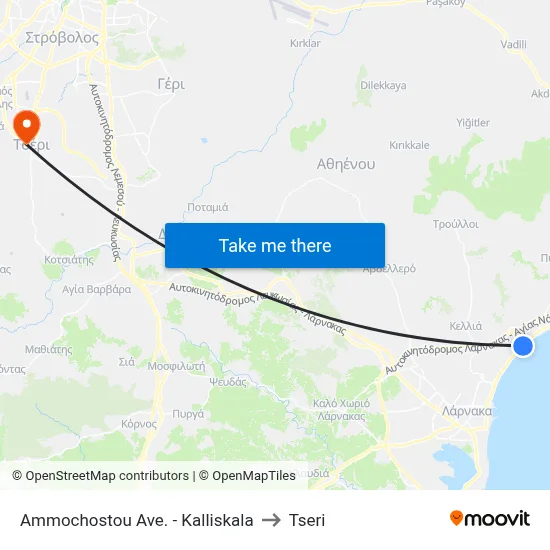 Ammochostou Ave. - Kalliskala to Tseri map