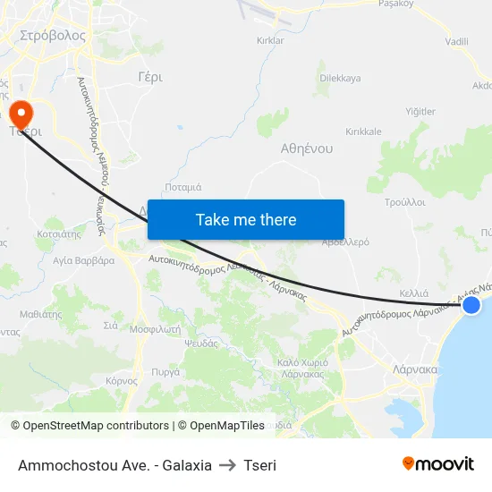 Ammochostou Ave. - Galaxia to Tseri map