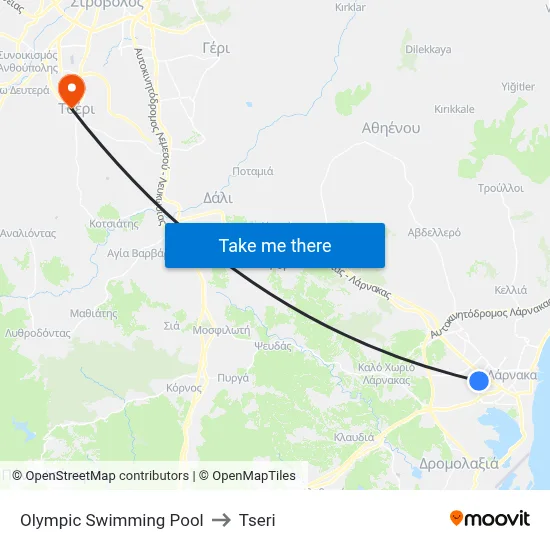 Olympic Swimming Pool to Tseri map