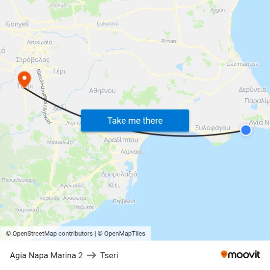 Ag. Napa Marina to Tseri map