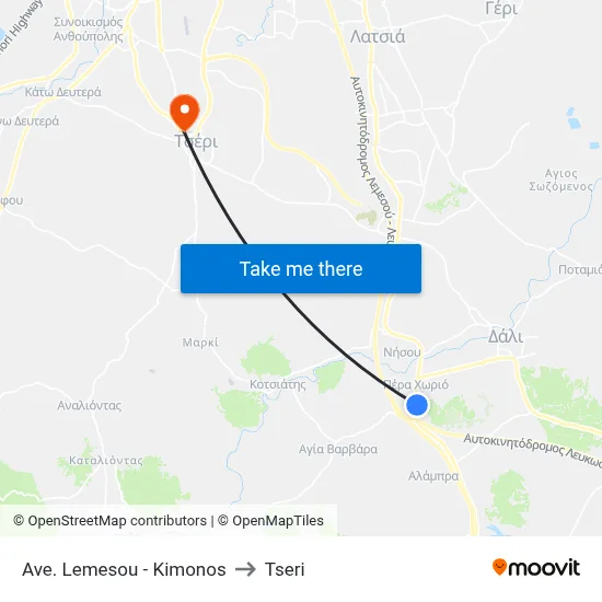 Lemesos Avenue - Kimonos to Tseri map