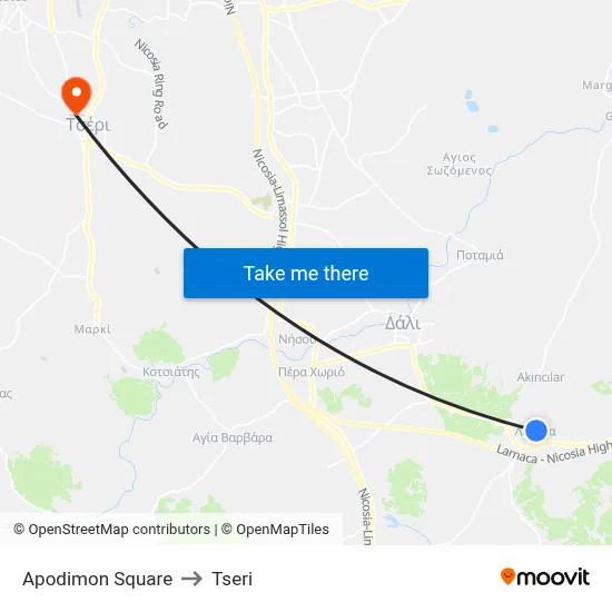 Apodimon Square to Tseri map
