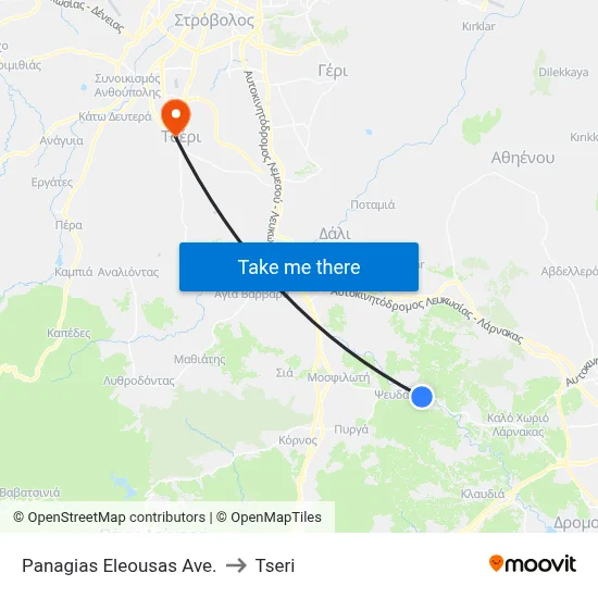 Panagias Eleousas Ave. to Tseri map