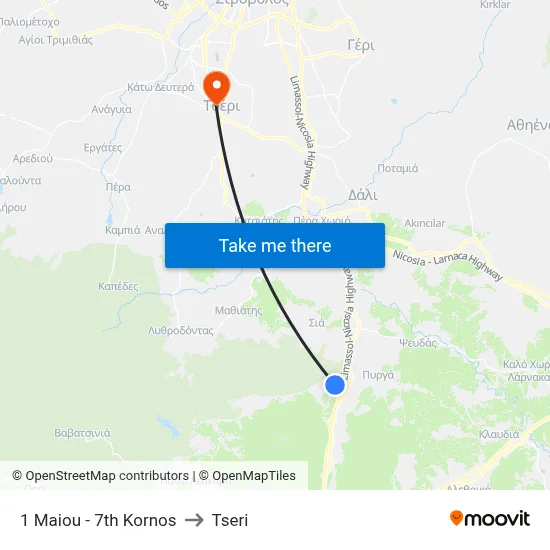 1st May - 7th Kornos to Tseri map