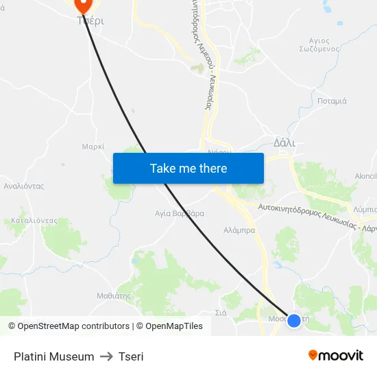 Platini Museum to Tseri map