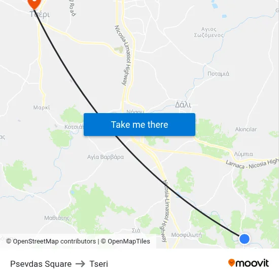 Psevdas Square to Tseri map