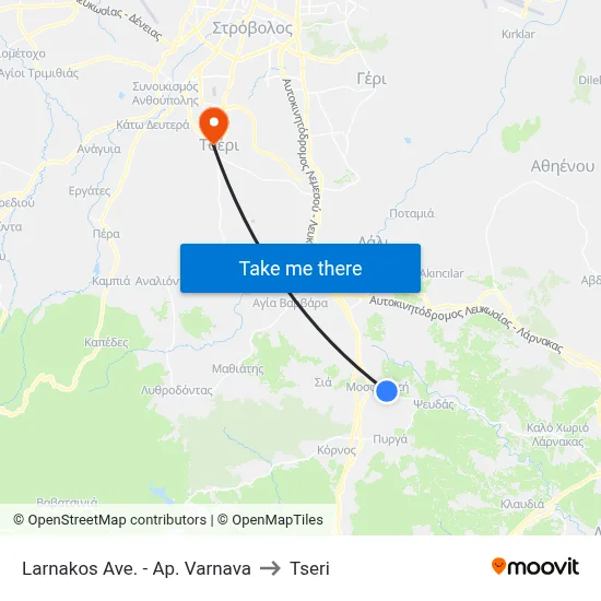Larnakos Ave. - Ap. Varnava to Tseri map