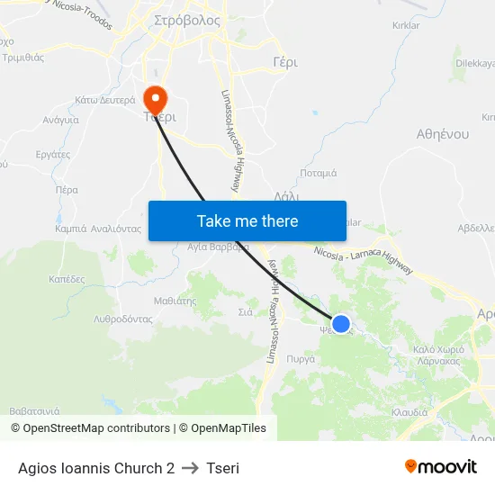 St. John's Church 2 to Tseri map