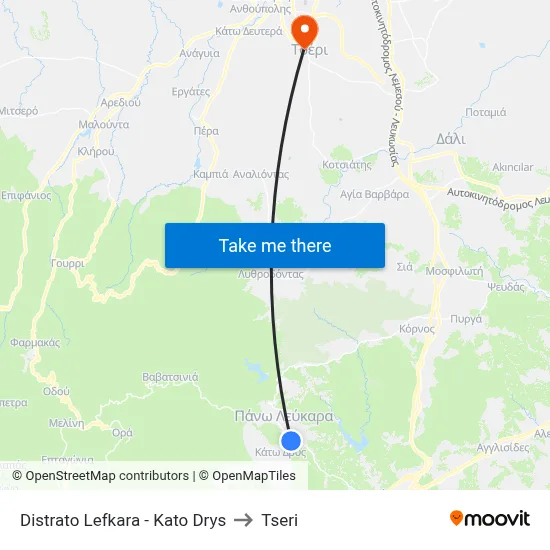 Crossroads Lefkara - Kato Drys to Tseri map
