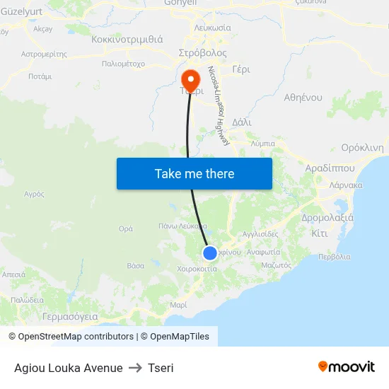 Ag. Louka Avenue to Tseri map