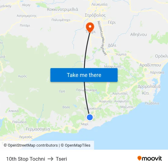 10th Stop Tochni to Tseri map